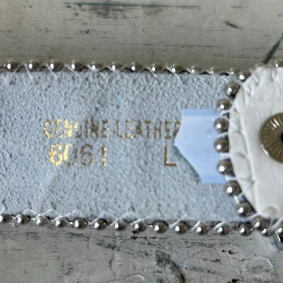 Western Leather bling belt Rhinestone cowgirl rodeo queen sparkle white 36 L - Picture 10 of 10